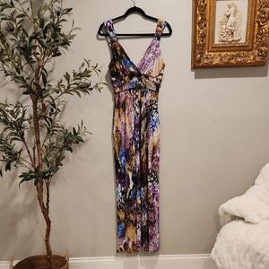 ECI Purple and Gold Patterned Maxi Dress